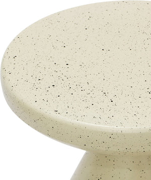 Meridian Furniture Anika Sculptural End Table with Geometric Open Frame for Modern Living and Bedroom Spaces Cream Iron Terrazzo 99027Cream-ET