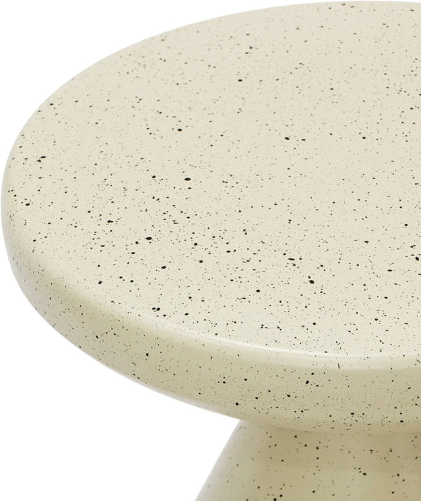 Meridian Furniture Anika Sculptural End Table with Geometric Open Frame for Modern Living and Bedroom Spaces Cream Iron Terrazzo 99027Cream-ET