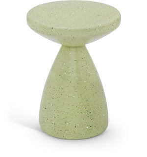 Meridian Furniture Anika Sculptural End Table with Geometric Open Frame for Modern Living and Bedroom Spaces Green Iron Terrazzo 99027Green-ET