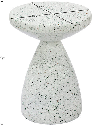 Meridian Furniture Anika Sculptural End Table with Geometric Open Frame for Modern Living and Bedroom Spaces White Iron Terrazzo 99027White-ET