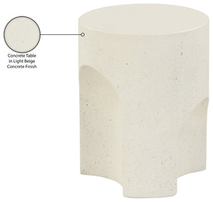 Meridian Furniture Olira Sculptural Concrete Fiberglass End Table for Indoor Outdoor Patio Living Spaces Cream 99028Cream-ET