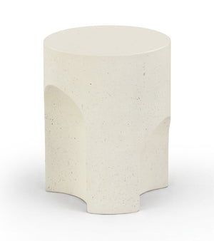 Meridian Furniture Olira Sculptural Concrete Fiberglass End Table for Indoor Outdoor Patio Living Spaces Cream 99028Cream-ET