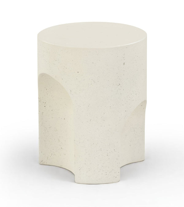 Meridian Furniture Olira Sculptural Concrete Fiberglass End Table for Indoor Outdoor Patio Living Spaces Cream 99028Cream-ET
