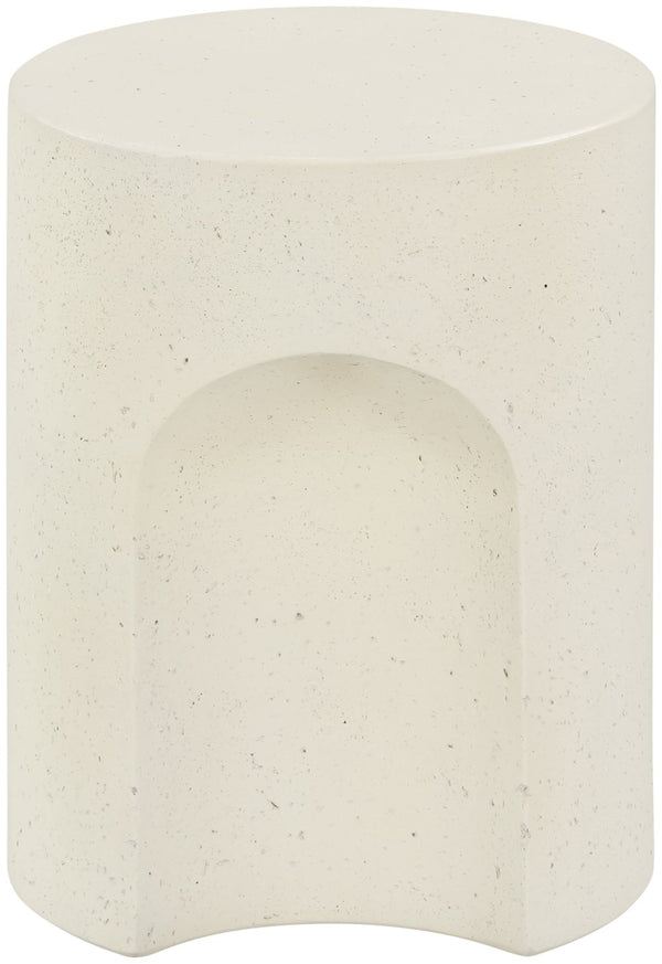 Meridian Furniture Olira Sculptural Concrete Fiberglass End Table for Indoor Outdoor Patio Living Spaces Cream 99028Cream-ET