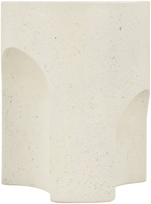 Meridian Furniture Olira Sculptural Concrete Fiberglass End Table for Indoor Outdoor Patio Living Spaces Cream 99028Cream-ET