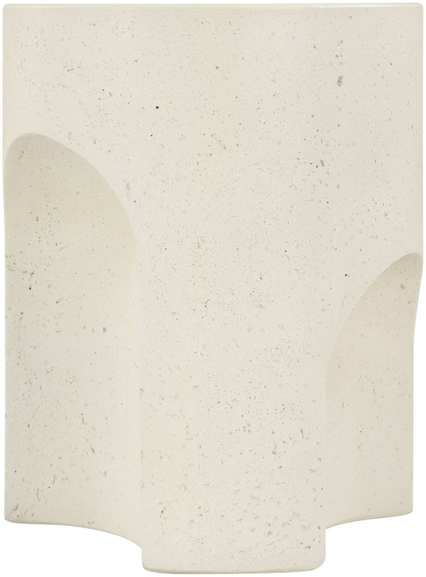 Meridian Furniture Olira Sculptural Concrete Fiberglass End Table for Indoor Outdoor Patio Living Spaces Cream 99028Cream-ET