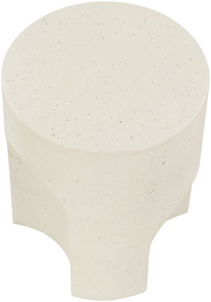Meridian Furniture Olira Sculptural Concrete Fiberglass End Table for Indoor Outdoor Patio Living Spaces Cream 99028Cream-ET