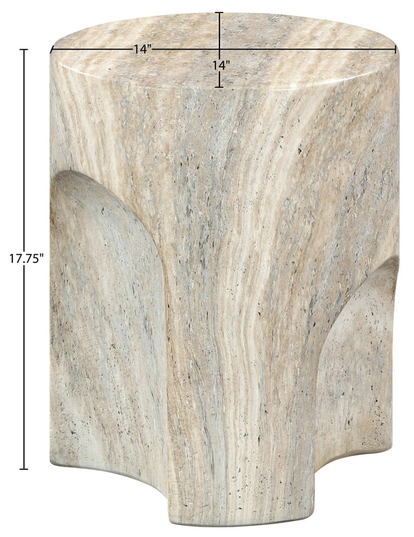 Meridian Furniture Olira Sculptural Concrete Fiberglass End Table for Indoor Outdoor Patio Living Spaces Natural 99028Travertine-ET