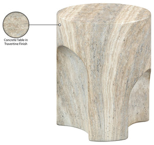 Meridian Furniture Olira Sculptural Concrete Fiberglass End Table for Indoor Outdoor Patio Living Spaces Natural 99028Travertine-ET
