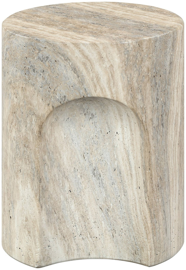 Meridian Furniture Olira Sculptural Concrete Fiberglass End Table for Indoor Outdoor Patio Living Spaces Natural 99028Travertine-ET