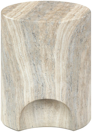 Meridian Furniture Olira Sculptural Concrete Fiberglass End Table for Indoor Outdoor Patio Living Spaces Natural 99028Travertine-ET