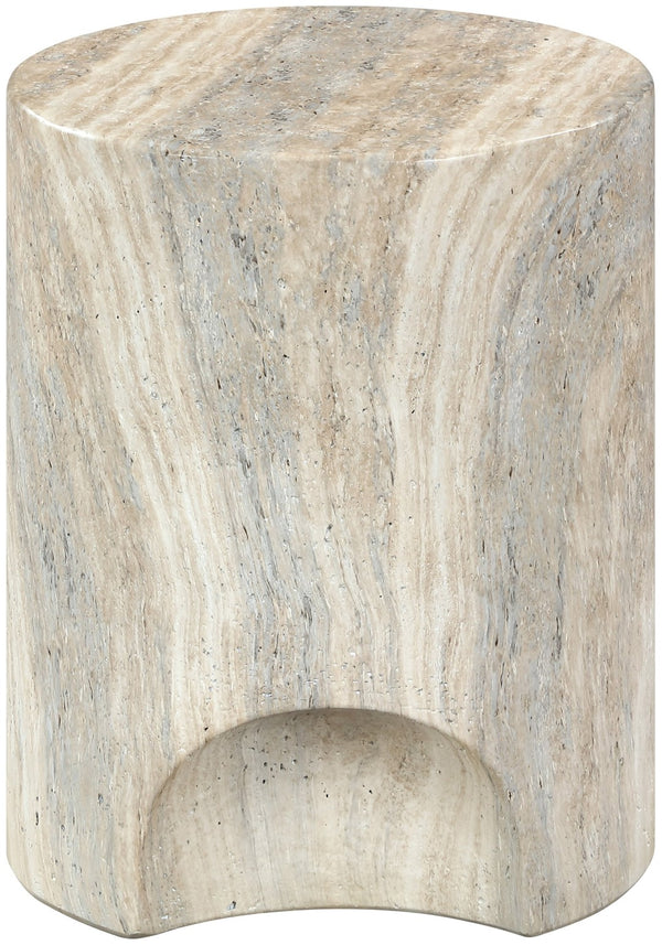 Meridian Furniture Olira Sculptural Concrete Fiberglass End Table for Indoor Outdoor Patio Living Spaces Natural 99028Travertine-ET