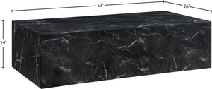 Meridian Furniture Piazza Concrete Coffee Table Art Deco Marble Effect for Indoor Outdoor Patio Living Black 99029Black-CT