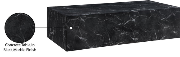 Meridian Furniture Piazza Concrete Coffee Table Art Deco Marble Effect for Indoor Outdoor Patio Living Black 99029Black-CT
