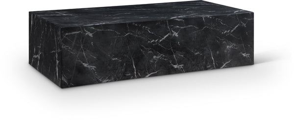 Meridian Furniture Piazza Concrete Coffee Table Art Deco Marble Effect for Indoor Outdoor Patio Living Black 99029Black-CT