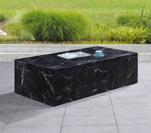 Meridian Furniture Piazza Concrete Coffee Table Art Deco Marble Effect for Indoor Outdoor Patio Living Black 99029Black-CT