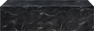 Meridian Furniture Piazza Concrete Coffee Table Art Deco Marble Effect for Indoor Outdoor Patio Living Black 99029Black-CT