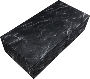 Meridian Furniture Piazza Concrete Coffee Table Art Deco Marble Effect for Indoor Outdoor Patio Living Black 99029Black-CT