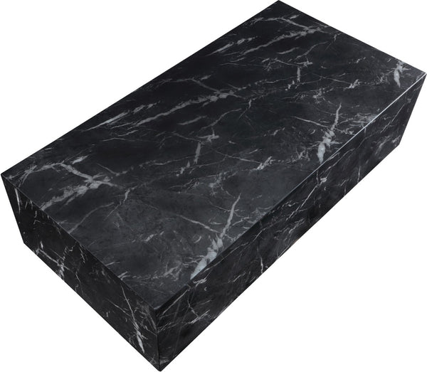 Meridian Furniture Piazza Concrete Coffee Table Art Deco Marble Effect for Indoor Outdoor Patio Living Black 99029Black-CT
