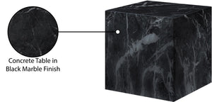 Meridian Furniture Piazza Concrete End Table with Art Deco Marble Finish for Indoor Outdoor Patio Use Black 99029Black-ET
