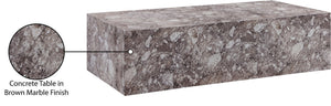 Meridian Furniture Piazza Concrete Coffee Table Art Deco Marble Effect for Indoor Outdoor Patio Living Brown 99029Brown-CT