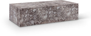 Meridian Furniture Piazza Concrete Coffee Table Art Deco Marble Effect for Indoor Outdoor Patio Living Brown 99029Brown-CT