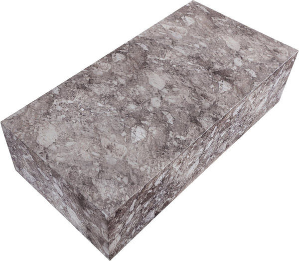 Meridian Furniture Piazza Concrete Coffee Table Art Deco Marble Effect for Indoor Outdoor Patio Living Brown 99029Brown-CT