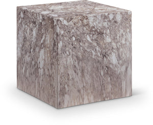 Meridian Furniture Piazza Concrete End Table with Art Deco Marble Finish for Indoor Outdoor Patio Use Brown 99029Brown-ET