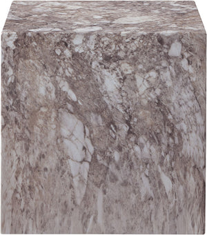 Meridian Furniture Piazza Concrete End Table with Art Deco Marble Finish for Indoor Outdoor Patio Use Brown 99029Brown-ET