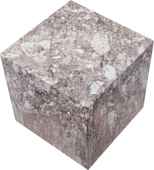 Meridian Furniture Piazza Concrete End Table with Art Deco Marble Finish for Indoor Outdoor Patio Use Brown 99029Brown-ET