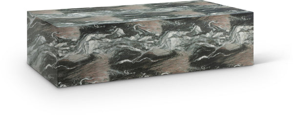 Meridian Furniture Piazza Concrete Coffee Table Art Deco Marble Effect for Indoor Outdoor Patio Living Green 99029Green-CT