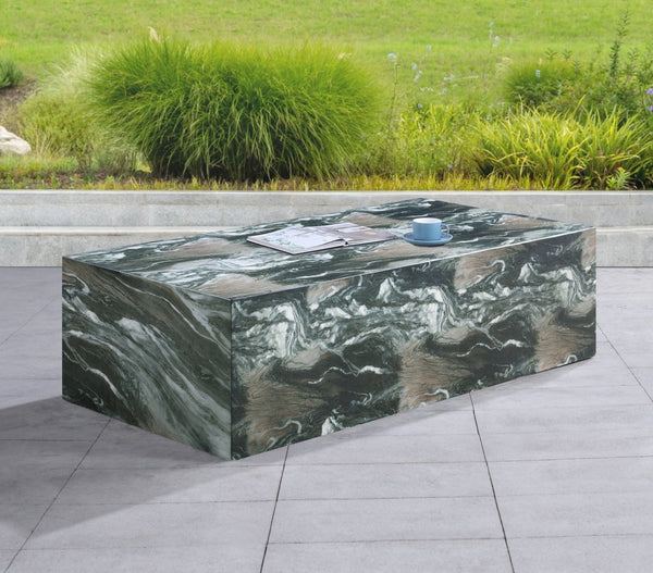 Meridian Furniture Piazza Concrete Coffee Table Art Deco Marble Effect for Indoor Outdoor Patio Living Green 99029Green-CT