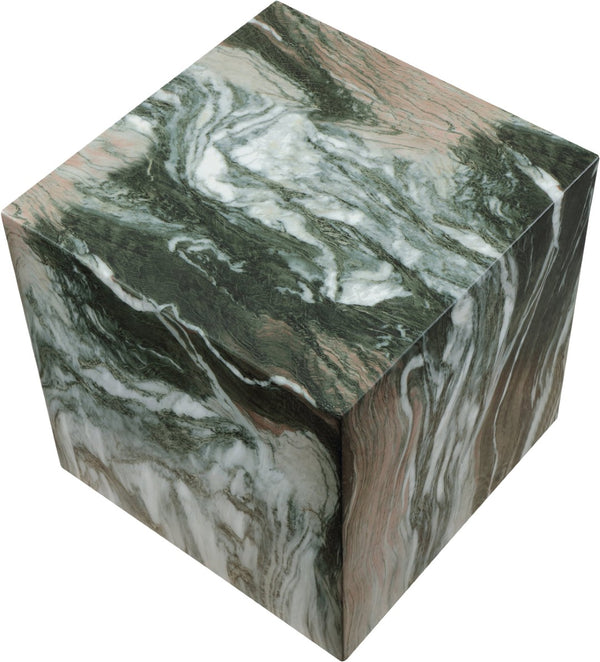 Meridian Furniture Piazza Concrete End Table with Art Deco Marble Finish for Indoor Outdoor Patio Use Green 99029Green-ET