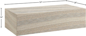 Meridian Furniture Piazza Concrete Coffee Table Art Deco Marble Effect for Indoor Outdoor Patio Living Natural 99029Travertine-CT