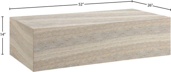 Meridian Furniture Piazza Concrete Coffee Table Art Deco Marble Effect for Indoor Outdoor Patio Living Natural 99029Travertine-CT