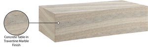 Meridian Furniture Piazza Concrete Coffee Table Art Deco Marble Effect for Indoor Outdoor Patio Living Natural 99029Travertine-CT