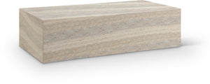 Meridian Furniture Piazza Concrete Coffee Table Art Deco Marble Effect for Indoor Outdoor Patio Living Natural 99029Travertine-CT