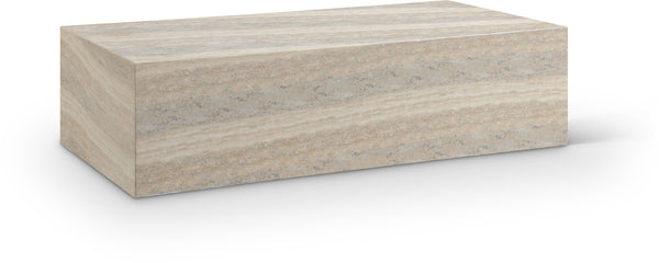 Meridian Furniture Piazza Concrete Coffee Table Art Deco Marble Effect for Indoor Outdoor Patio Living Natural 99029Travertine-CT