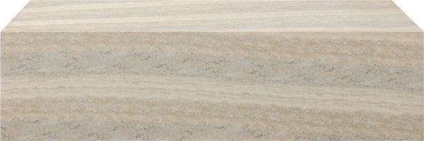 Meridian Furniture Piazza Concrete Coffee Table Art Deco Marble Effect for Indoor Outdoor Patio Living Natural 99029Travertine-CT