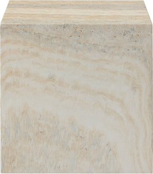Meridian Furniture Piazza Concrete End Table with Art Deco Marble Finish for Indoor Outdoor Patio Use Natural 99029Travertine-ET