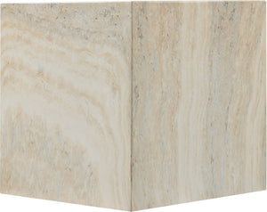 Meridian Furniture Piazza Concrete End Table with Art Deco Marble Finish for Indoor Outdoor Patio Use Natural 99029Travertine-ET