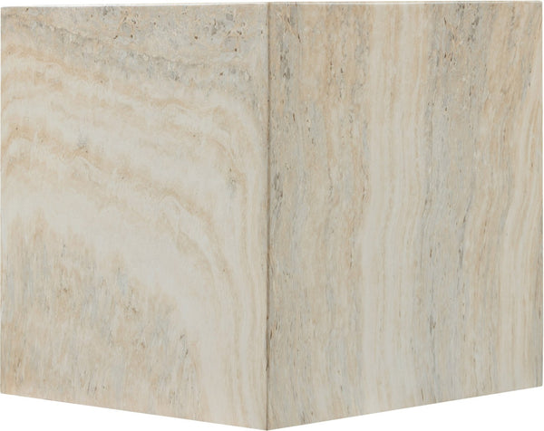 Meridian Furniture Piazza Concrete End Table with Art Deco Marble Finish for Indoor Outdoor Patio Use Natural 99029Travertine-ET