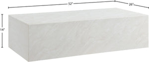 Meridian Furniture Piazza Concrete Coffee Table Art Deco Marble Effect for Indoor Outdoor Patio Living White 99029White-CT