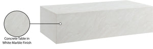Meridian Furniture Piazza Concrete Coffee Table Art Deco Marble Effect for Indoor Outdoor Patio Living White 99029White-CT