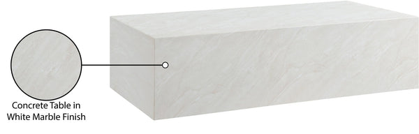Meridian Furniture Piazza Concrete Coffee Table Art Deco Marble Effect for Indoor Outdoor Patio Living White 99029White-CT