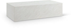 Meridian Furniture Piazza Concrete Coffee Table Art Deco Marble Effect for Indoor Outdoor Patio Living White 99029White-CT
