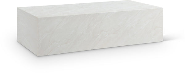 Meridian Furniture Piazza Concrete Coffee Table Art Deco Marble Effect for Indoor Outdoor Patio Living White 99029White-CT