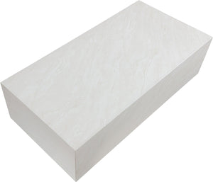 Meridian Furniture Piazza Concrete Coffee Table Art Deco Marble Effect for Indoor Outdoor Patio Living White 99029White-CT
