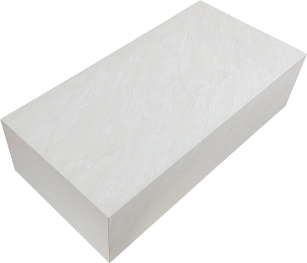 Meridian Furniture Piazza Concrete Coffee Table Art Deco Marble Effect for Indoor Outdoor Patio Living White 99029White-CT