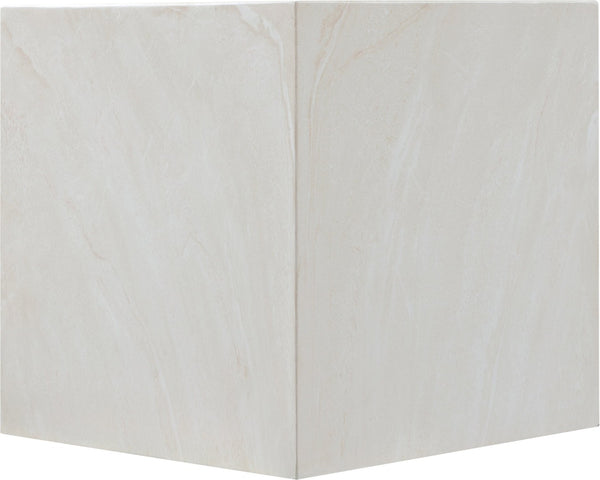 Meridian Furniture Piazza Concrete End Table with Art Deco Marble Finish for Indoor Outdoor Patio Use White 99029White-ET